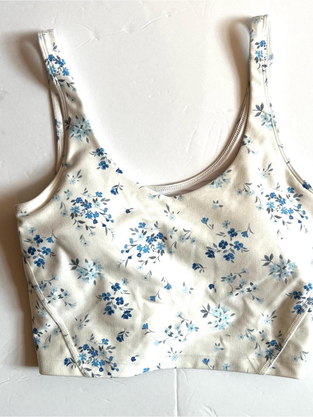 Gilly Hicks White Recharge Tank Top with Blue Floral Print